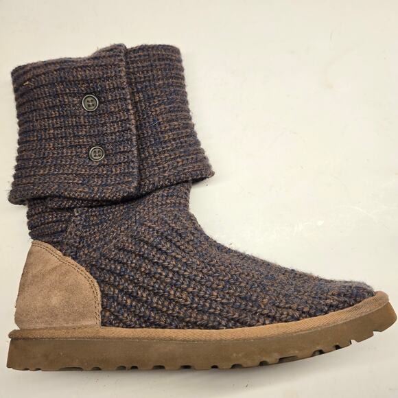 UGG 5819 Brown Cardy Classic Knit Sweater Foldable Button Boots Cozy Hygge, 9 - Picture 5 of 10